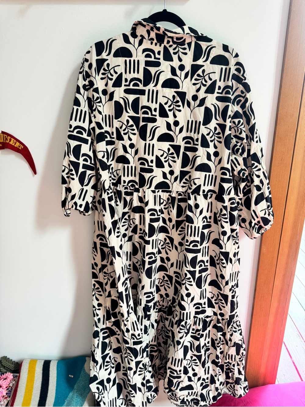 Anthropologie Black & White Graphic Midi Shirt Dress - Picture 3 of 5